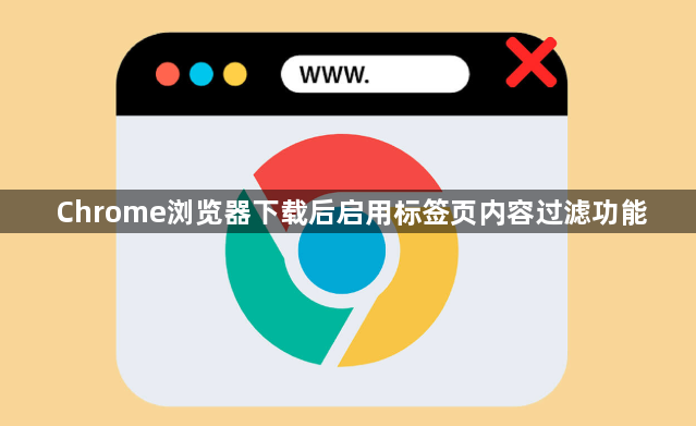 Chrome浏览器下载后启用标签页内容过滤功能1